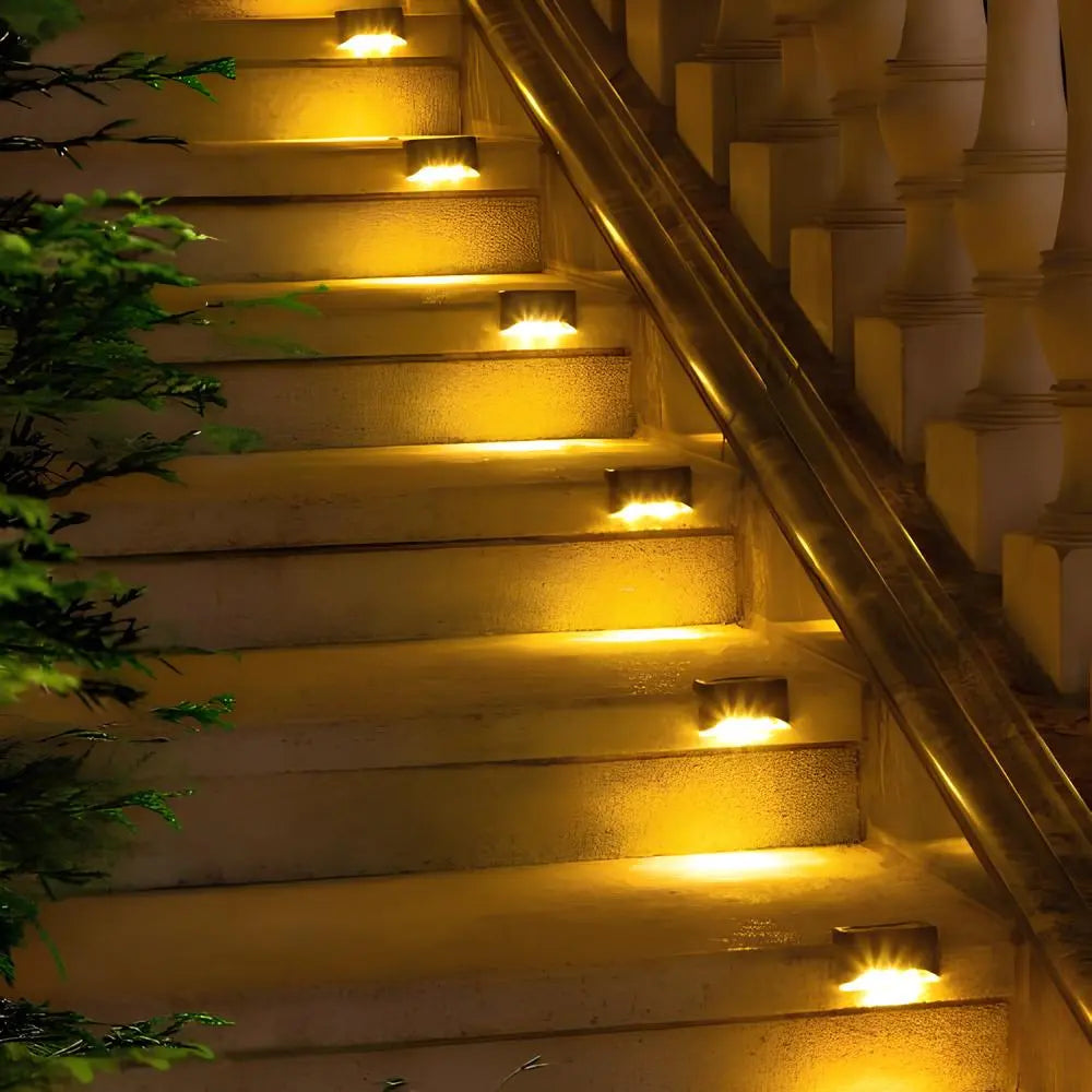 Solar Step Lights Pack - Dusk-to-Dawn, Warm Glow, No-Wiring