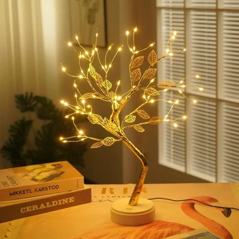 Golden Leaf Tree Lamp - LED Bonsai, Warm White