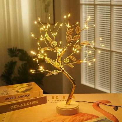 Golden Leaf Tree Lamp - LED Bonsai, Warm White