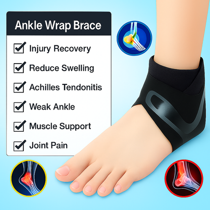 Ankle Wrap Brace - Compression Support for Sprains, Swelling & Foot Pain