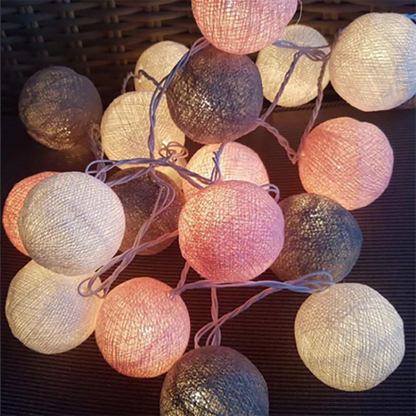 Cotton Ball String Lights - Warm LED Garland, Decorative
