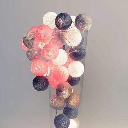 Cotton Ball String Lights - Warm LED Garland, Decorative