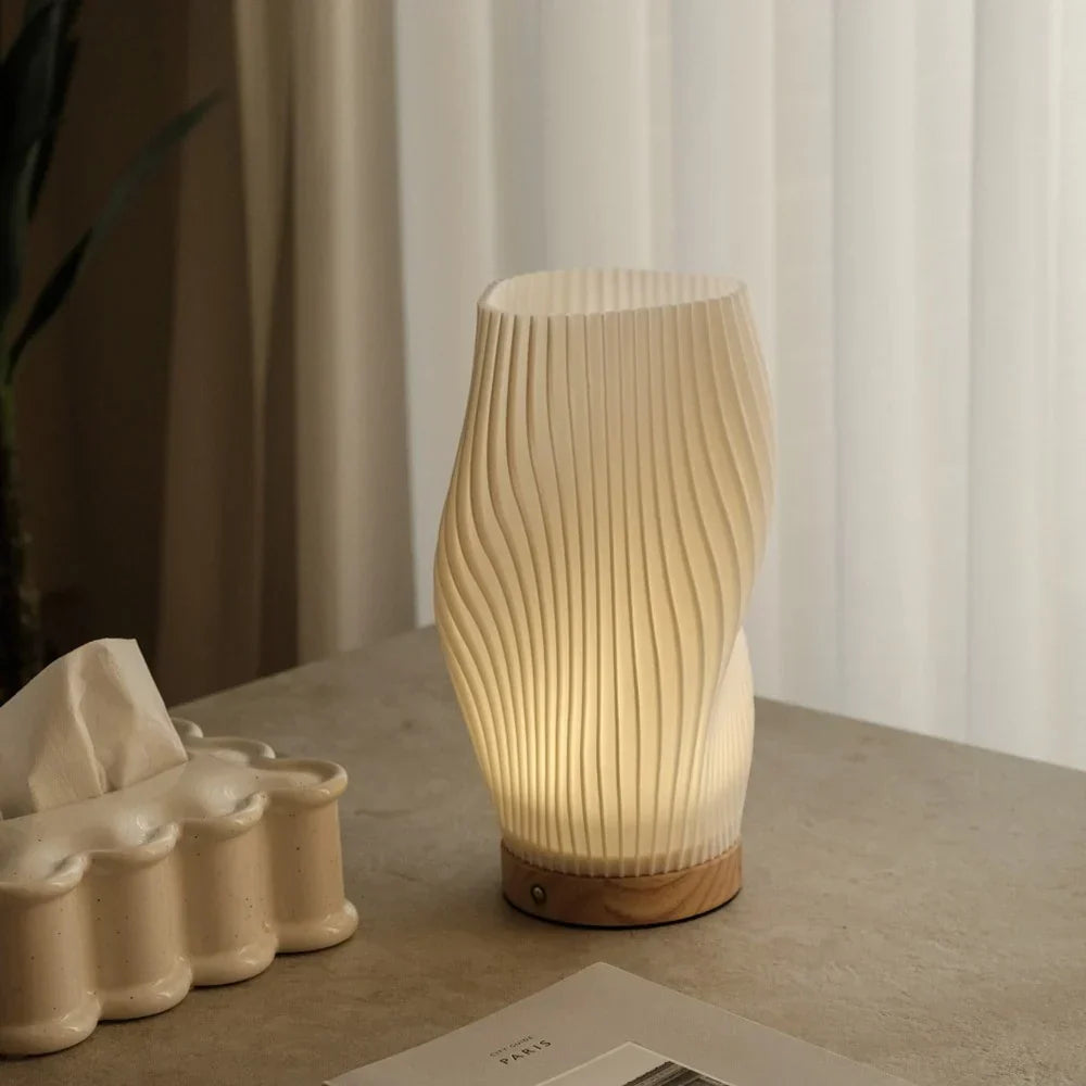 Serene Wavecrest Lamp - Sculpted Shade, Warm/Natural Light