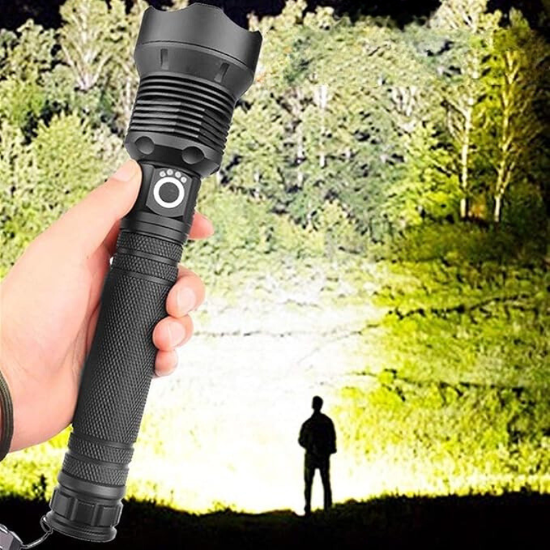 BeamMax LED Flashlight - High Lumen, Zoomable, Rechargeable