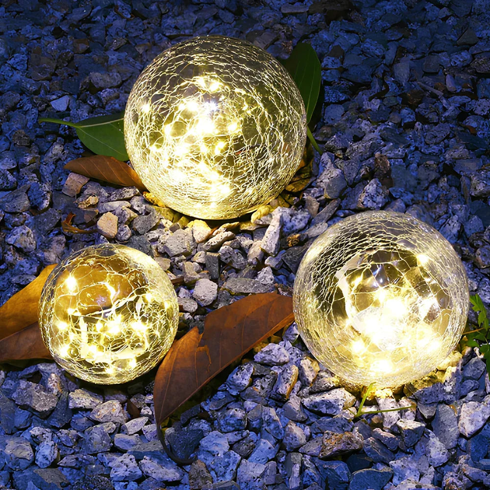 SolarGlobe Garden Light – Textured Glass Orb, Warm White, Solar