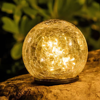SolarGlobe Garden Light – Textured Glass Orb, Warm White, Solar