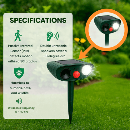 Solar-Powered Ultrasonic Deer Repeller - Effective Deer Deterrent for Gardens & Yards