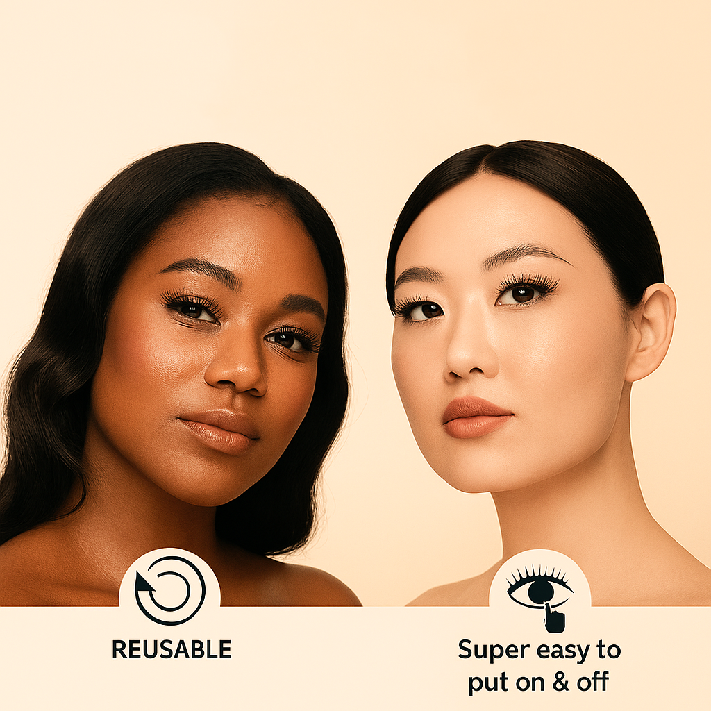 LashFlow Reusable 3s Stick-On Eyelashes – Natural Look, Zero Glue