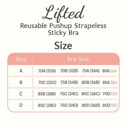 Lifted Reusable Pushup Strapless Sticky Bra