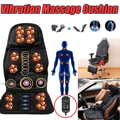 Heated Massage Seat Cover with Neck & Back Support - For Car and Home Use