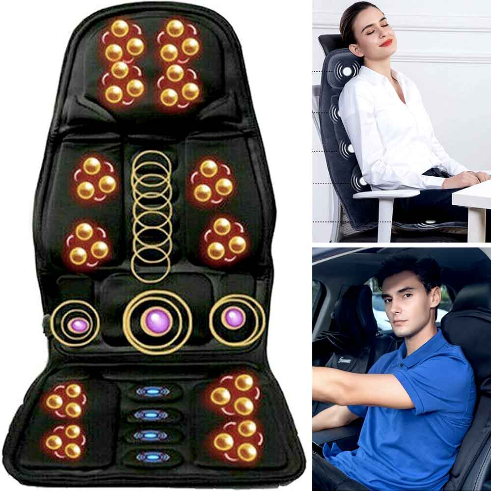 Heated Massage Seat Cover with Neck & Back Support - For Car and Home Use
