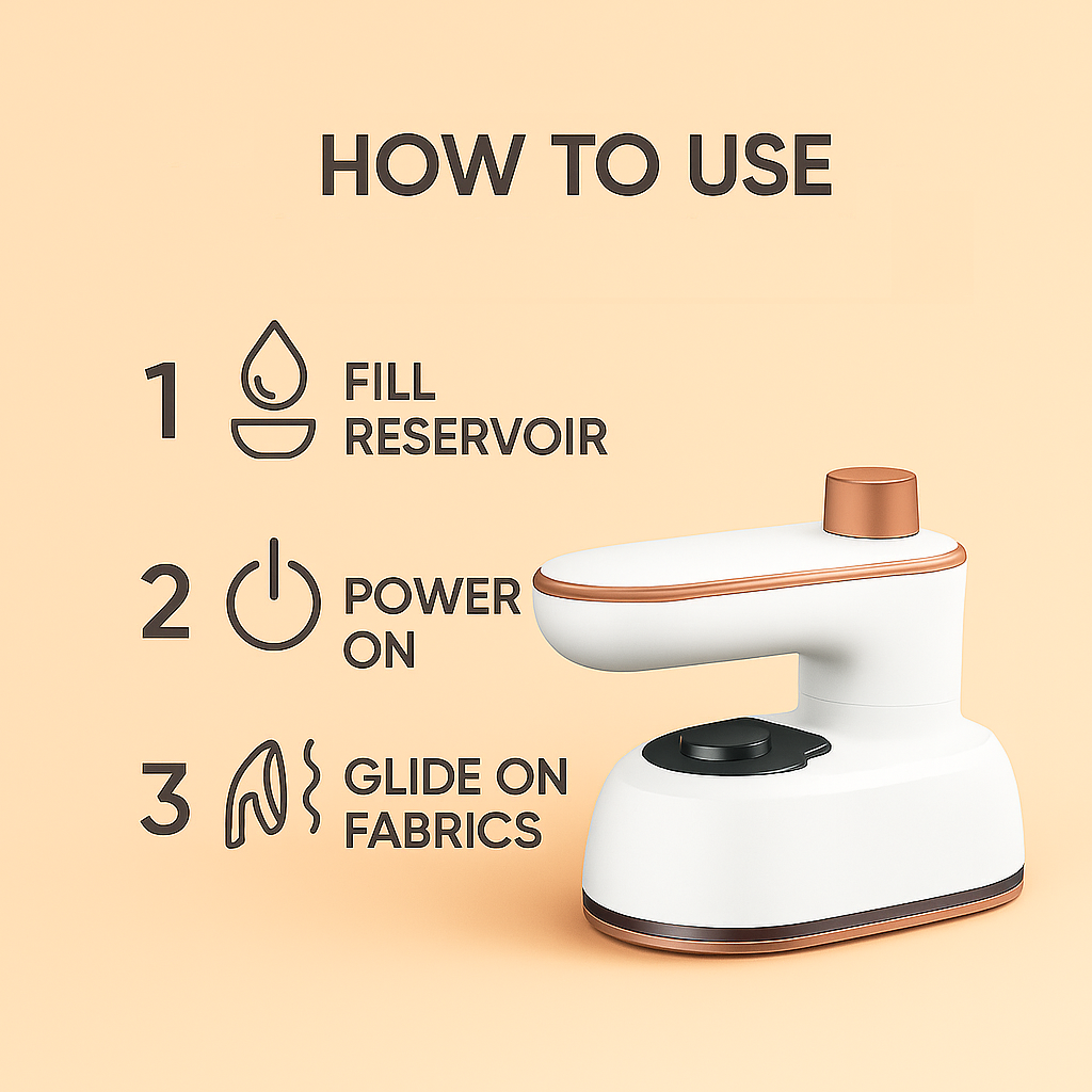 MiniSteam Iron - Portable, Travel-Friendly Clothes Iron