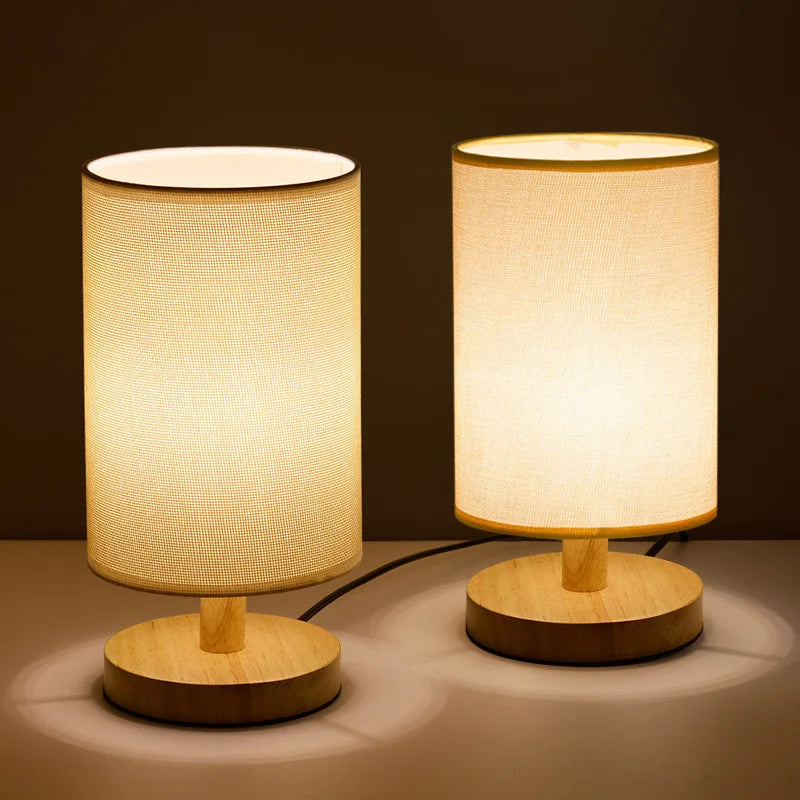 Organic Glow Lamp - Wood Base, Fabric Shade, Dimmable