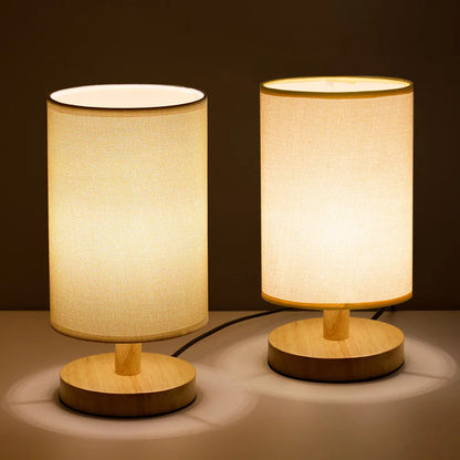 Organic Glow Lamp - Wood Base, Fabric Shade, Dimmable