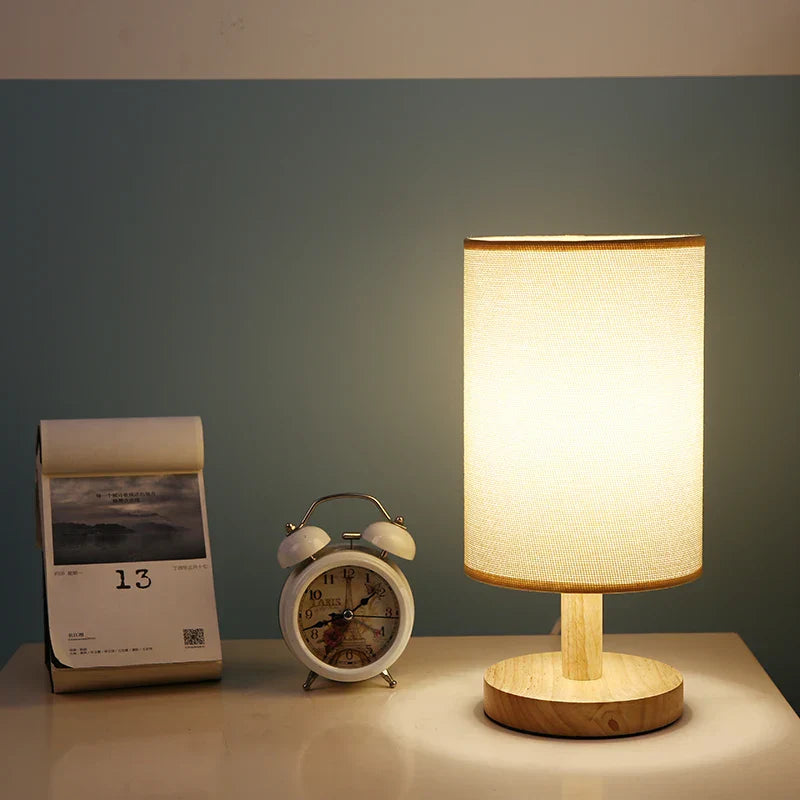 Organic Glow Lamp - Wood Base, Fabric Shade, Dimmable