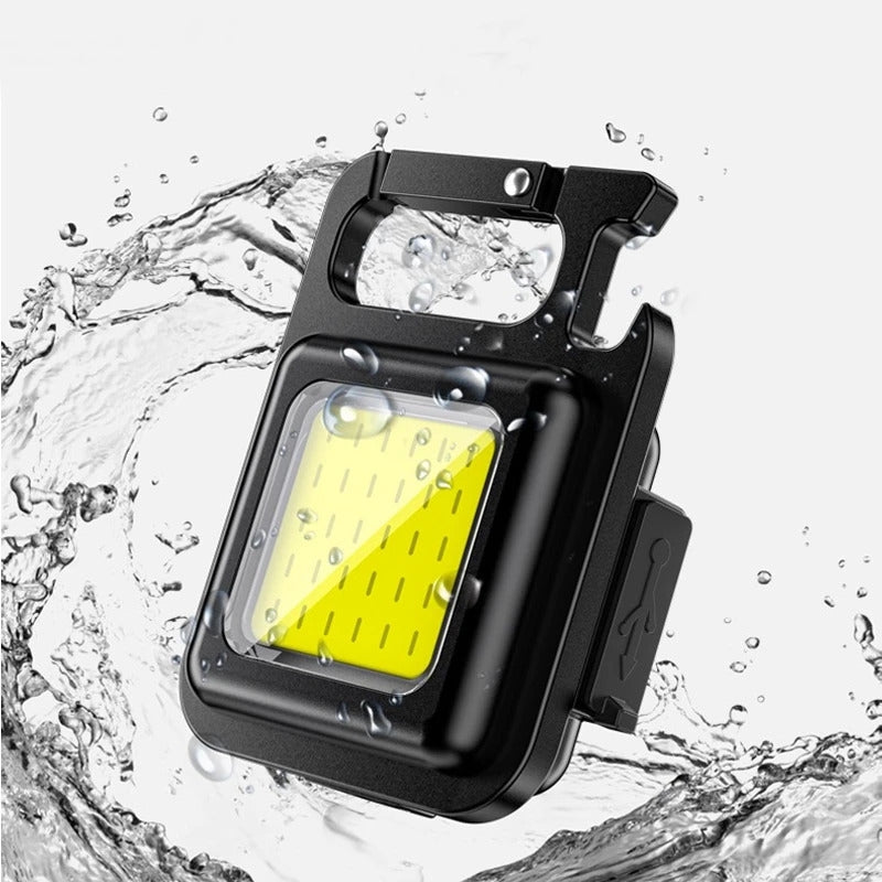 Mini Keychain Flashlight - COB LED, Rechargeable, Bottle Opener