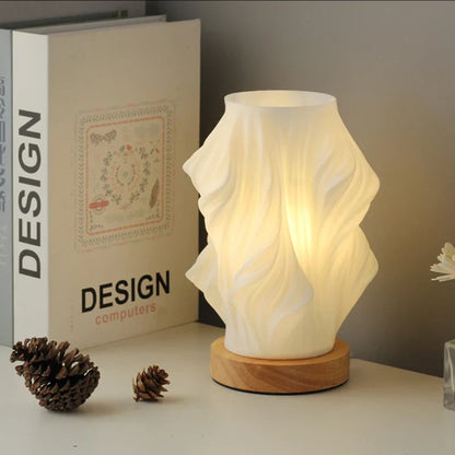 Serene Wavecrest Lamp - Sculpted Shade, Warm/Natural Light