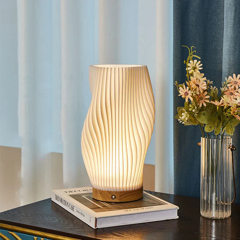 Serene Wavecrest Lamp - Sculpted Shade, Warm/Natural Light