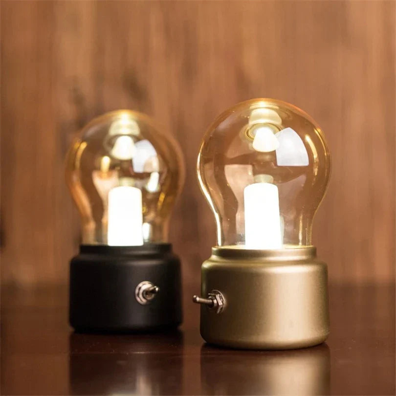 Retro Capsule Desk Lamp - Warm LED, USB Rechargeable