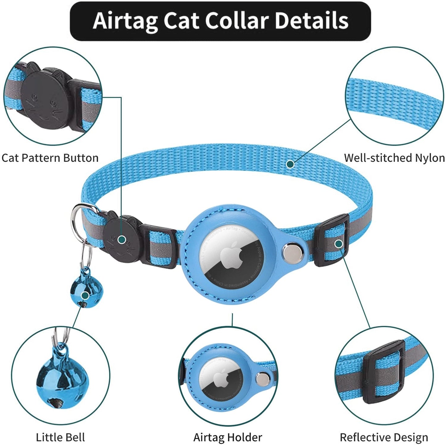 PawLocator Cat Tracking Collar - AirTag Compatible with GPS Holder