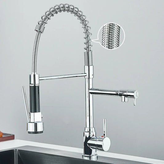SpringFlow Kitchen Faucet With Double Outlet