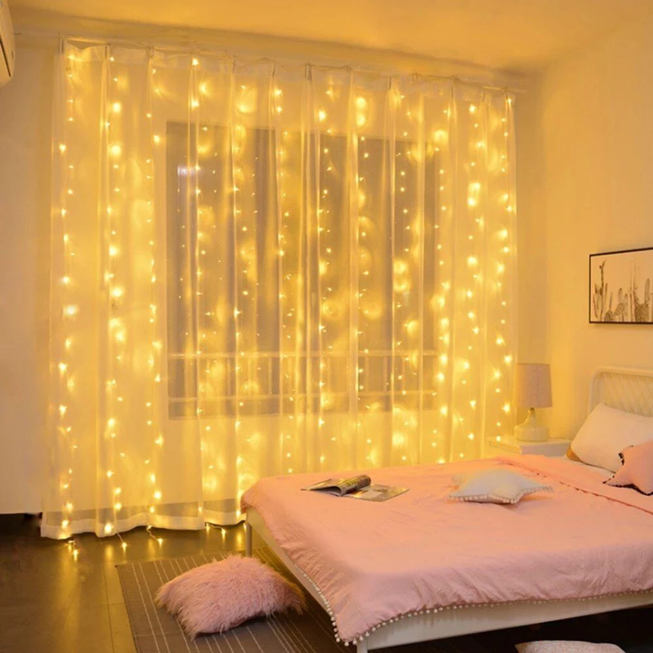 Fairy Curtain String Lights - Warm LED Curtain, Indoor/Outdoor