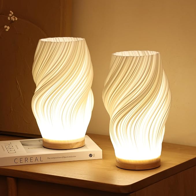 Serene Wavecrest Lamp - Sculpted Shade, Warm/Natural Light