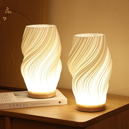 Serene Wavecrest Lamp - Sculpted Shade, Warm/Natural Light