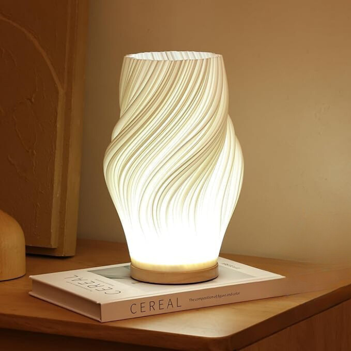 Serene Wavecrest Lamp - Sculpted Shade, Warm/Natural Light