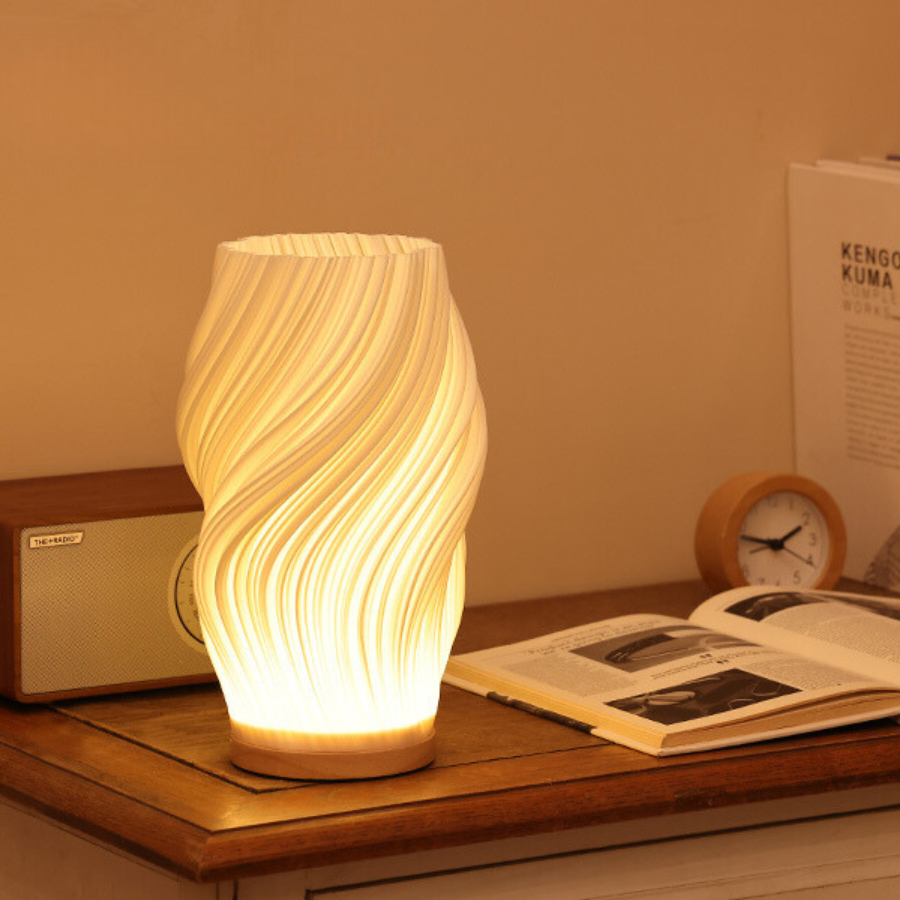 Serene Wavecrest Lamp - Sculpted Shade, Warm/Natural Light