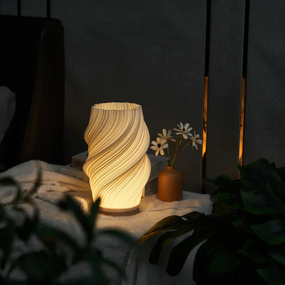 Serene Wavecrest Lamp - Sculpted Shade, Warm/Natural Light
