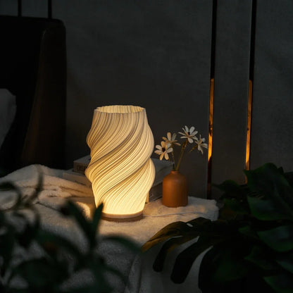 Serene Wavecrest Lamp - Sculpted Shade, Warm/Natural Light