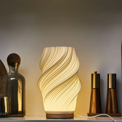 Serene Wavecrest Lamp - Sculpted Shade, Warm/Natural Light