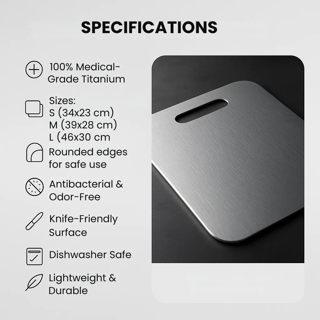 Titanium Cutting Board - Durable, Hygienic & Scratch-Resistant