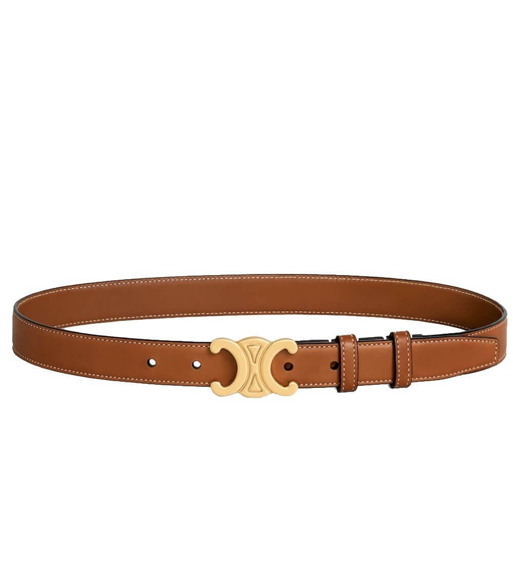 Allium Luxury Leather Belt with Gold Details