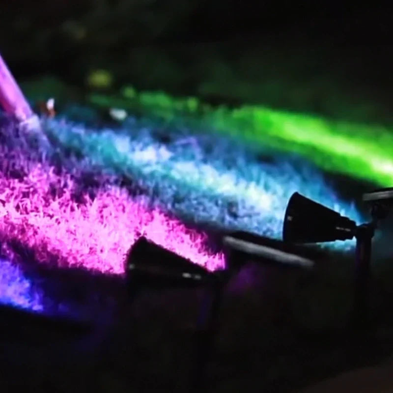 Solar Powered Garden Spotlight - RGB Modes, Wall/Stake Mount