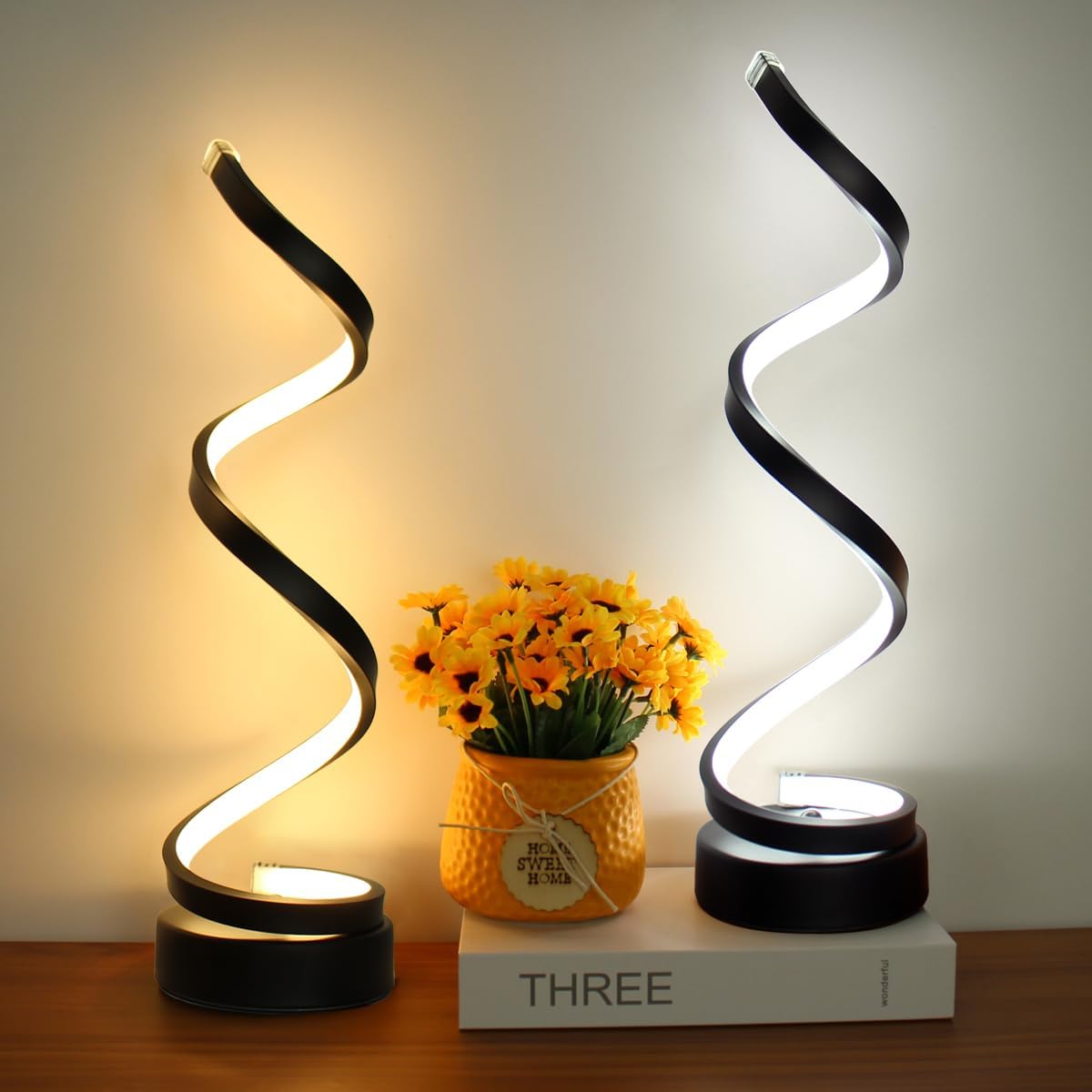 Elegant Spiral Table Lamp - LED Helix, 3-Mode Dimmable