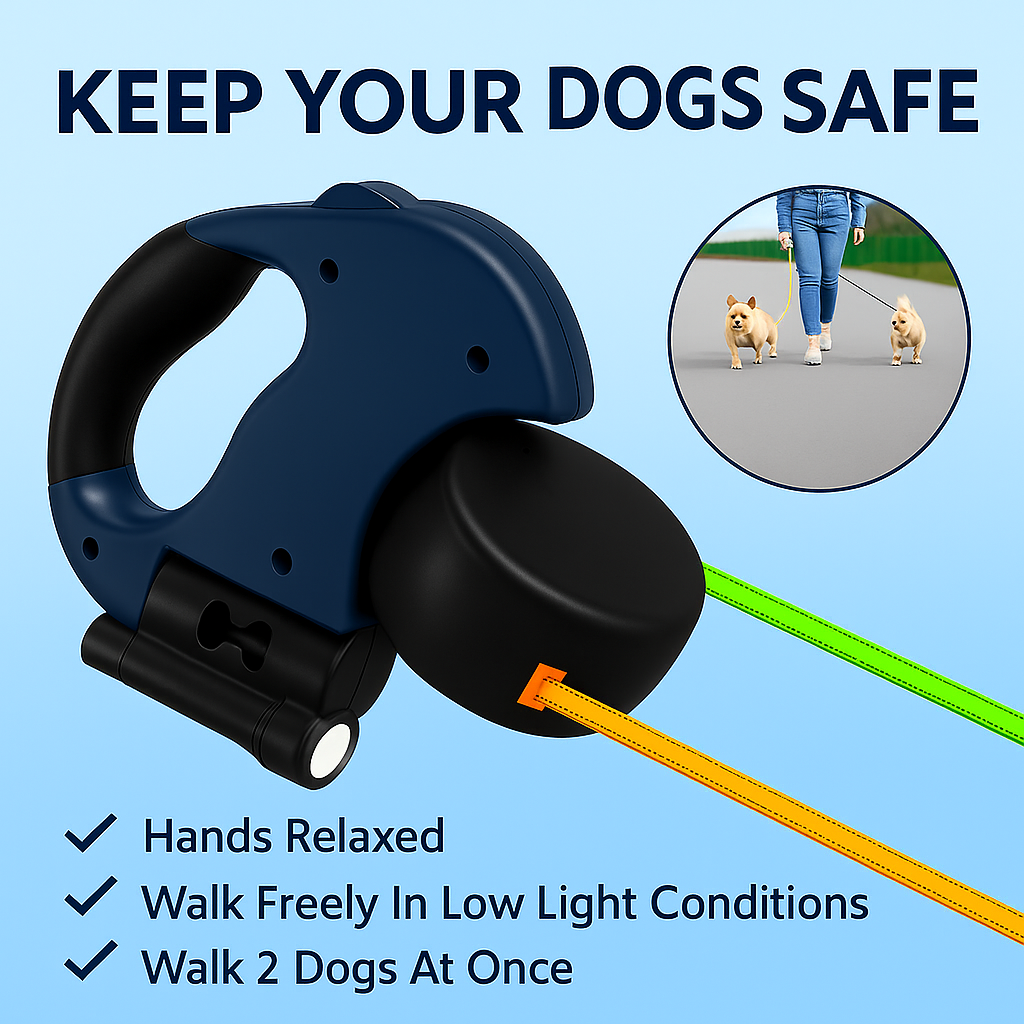 TwistFree Duo Retractable Leash for One or Two Dogs
