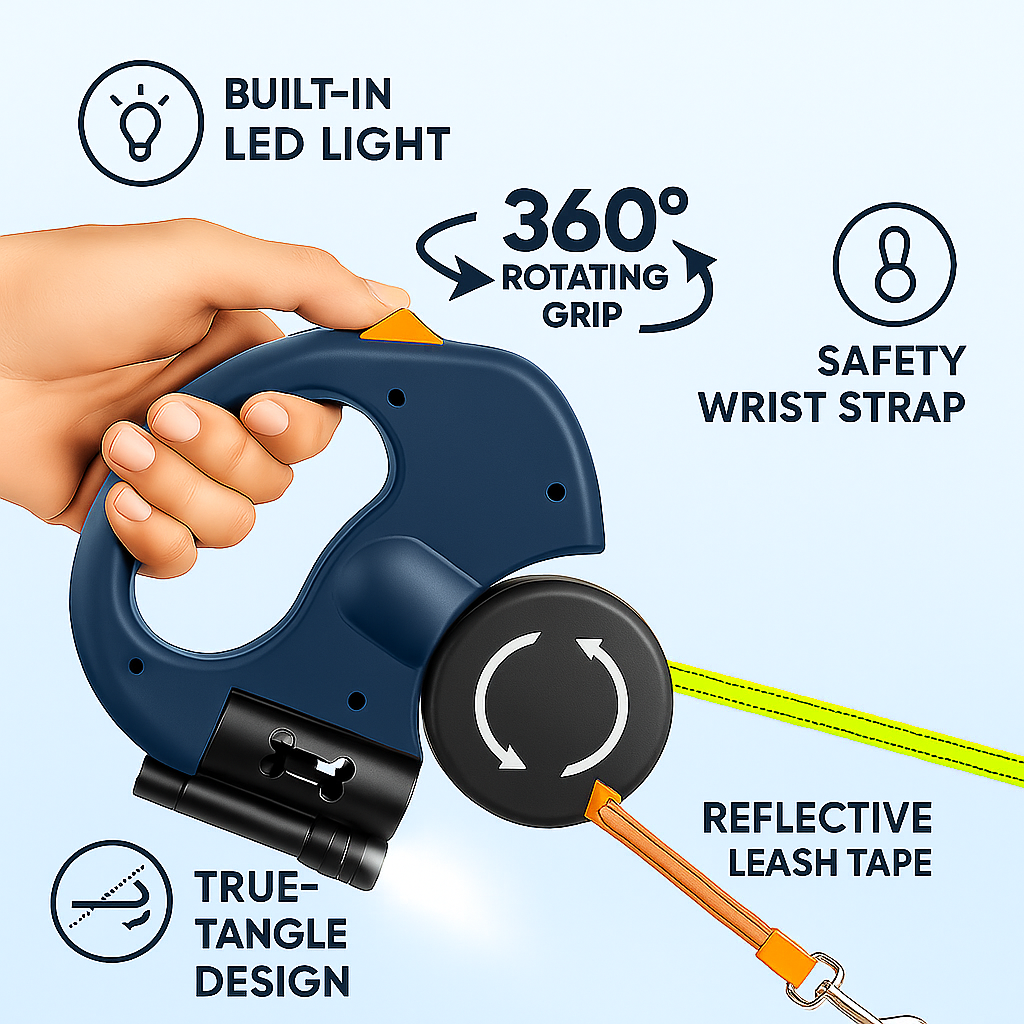 TwistFree Duo Retractable Leash for One or Two Dogs