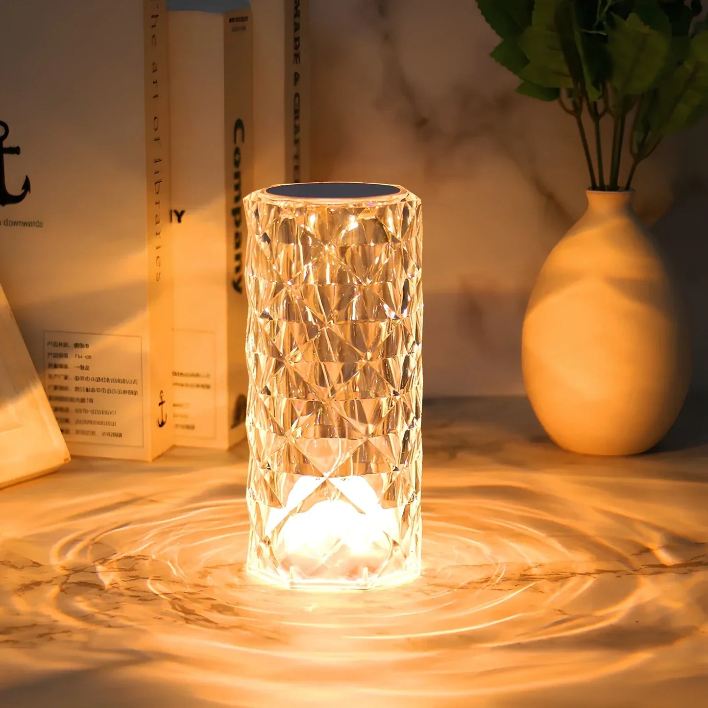 Sparkling Crystal Touch Lamp - Remote Colors, Dimmable, USB