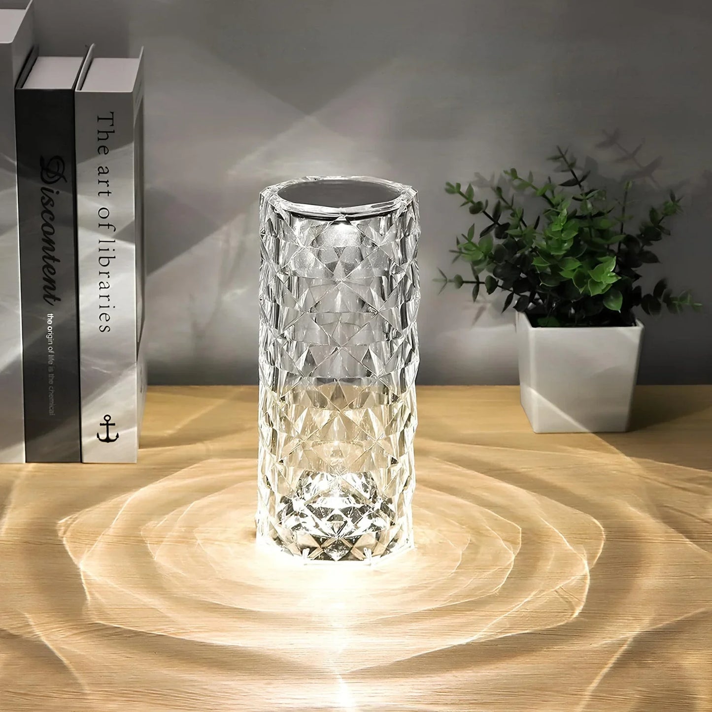 Sparkling Crystal Touch Lamp - Remote Colors, Dimmable, USB