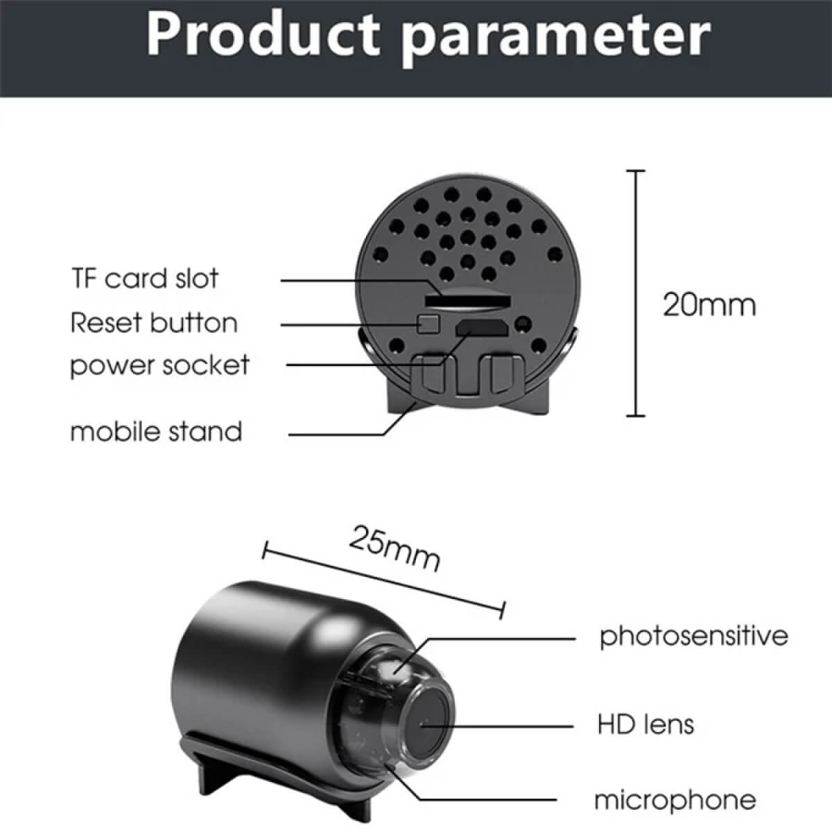 Waterproof HD Mini Camera With Night Vision and Wide Angle Lens WiFi 1080P