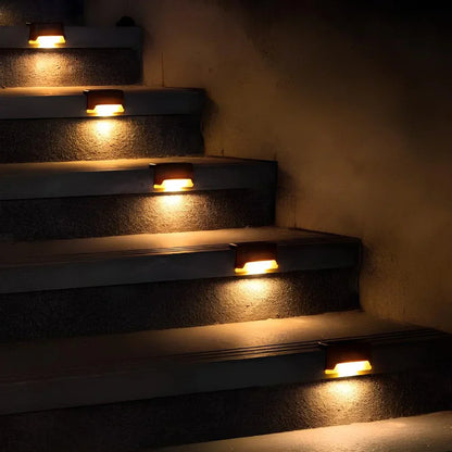 Solar Step Lights Pack - Dusk-to-Dawn, Warm Glow, No-Wiring