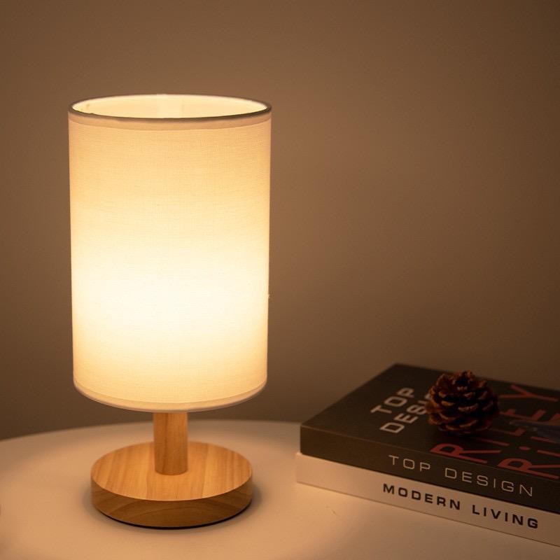 Organic Glow Lamp - Wood Base, Fabric Shade, Dimmable