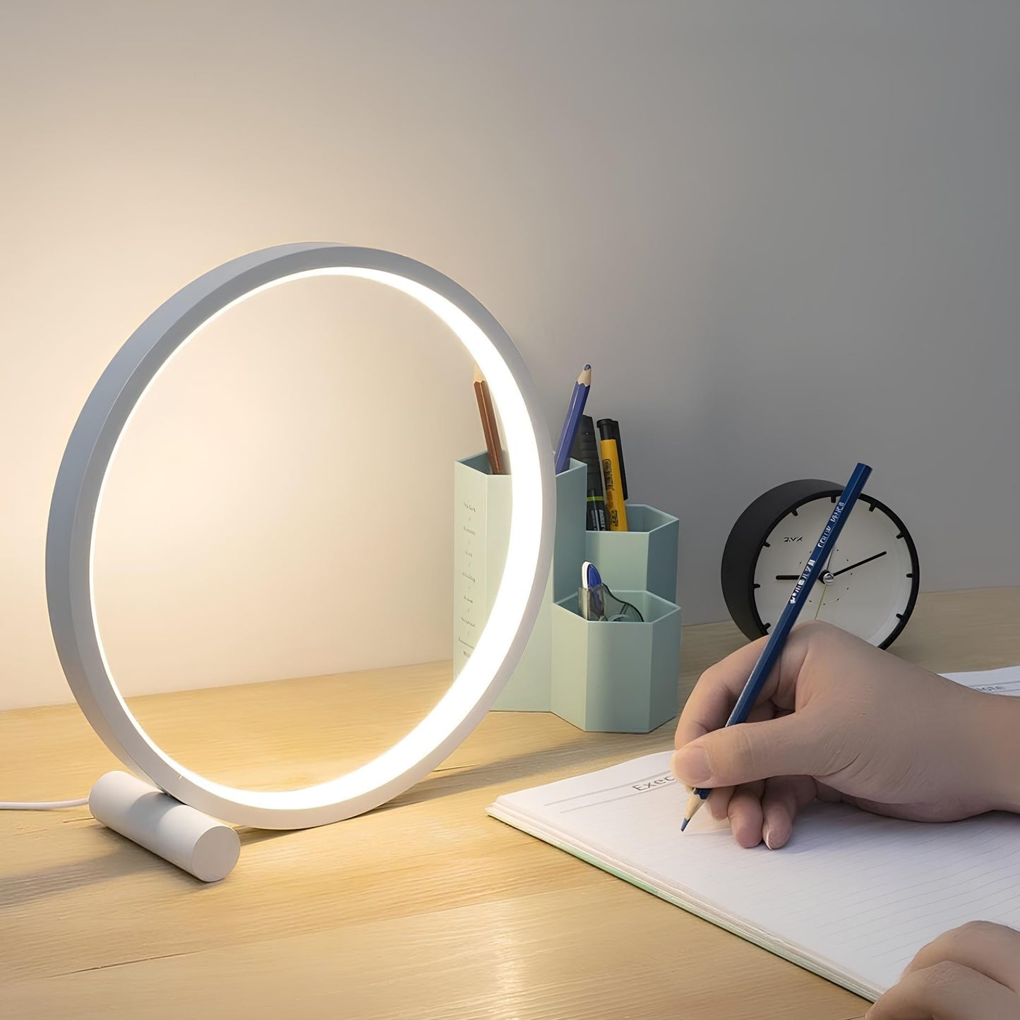 Halo Ring Nightstand Lamp - LED Nightstand Light, Dimmable