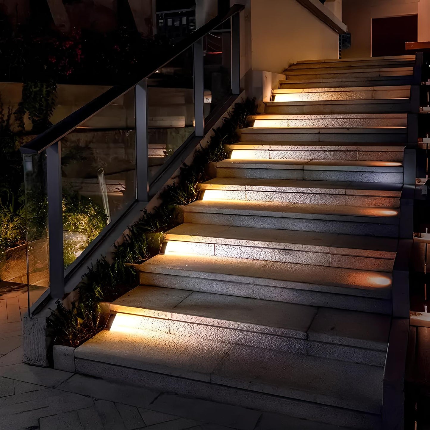 Solar Powered Stair Lights - Dusk-to-Dawn, Weatherproof