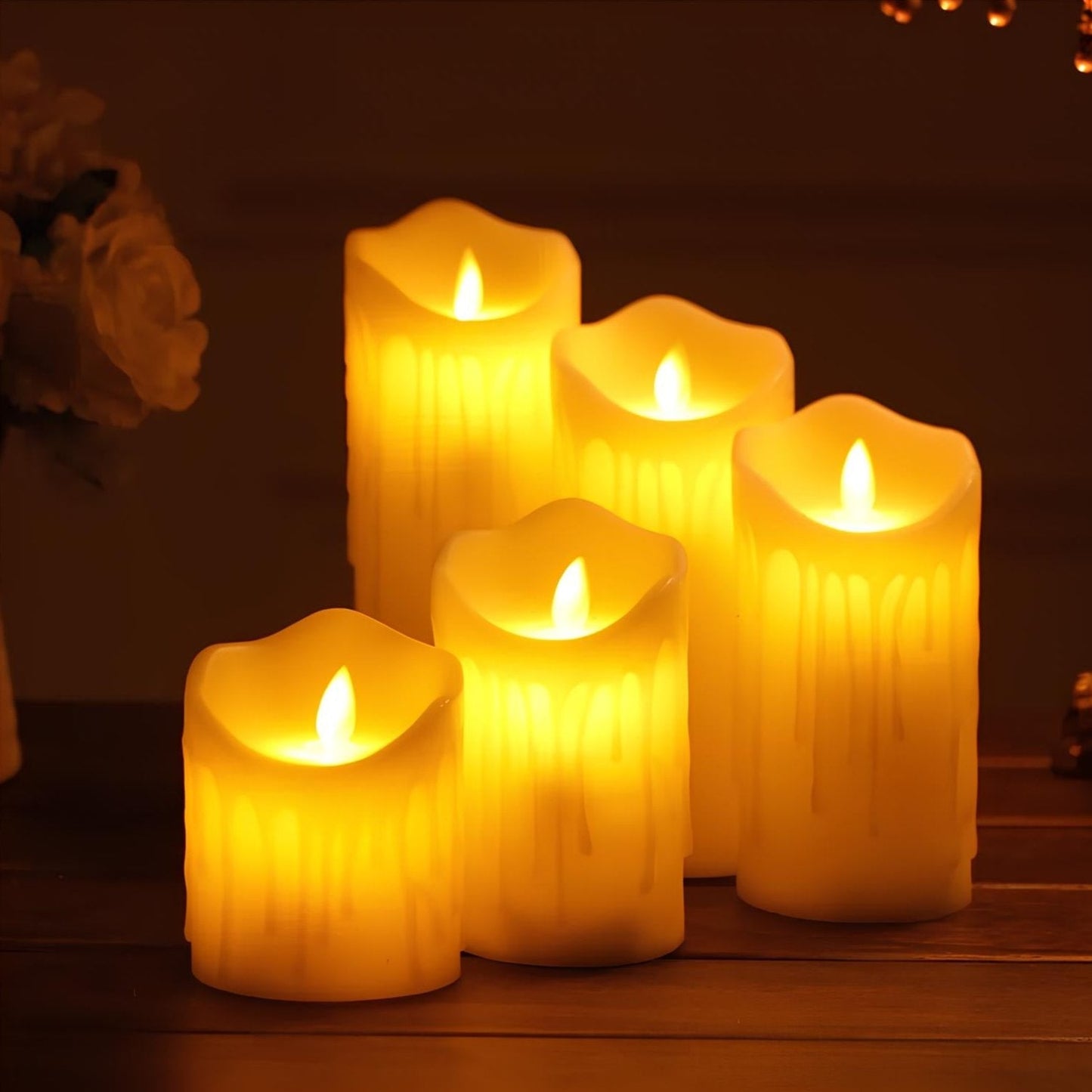Flameless Block LED Candles - LED Set, Remote & Timer
