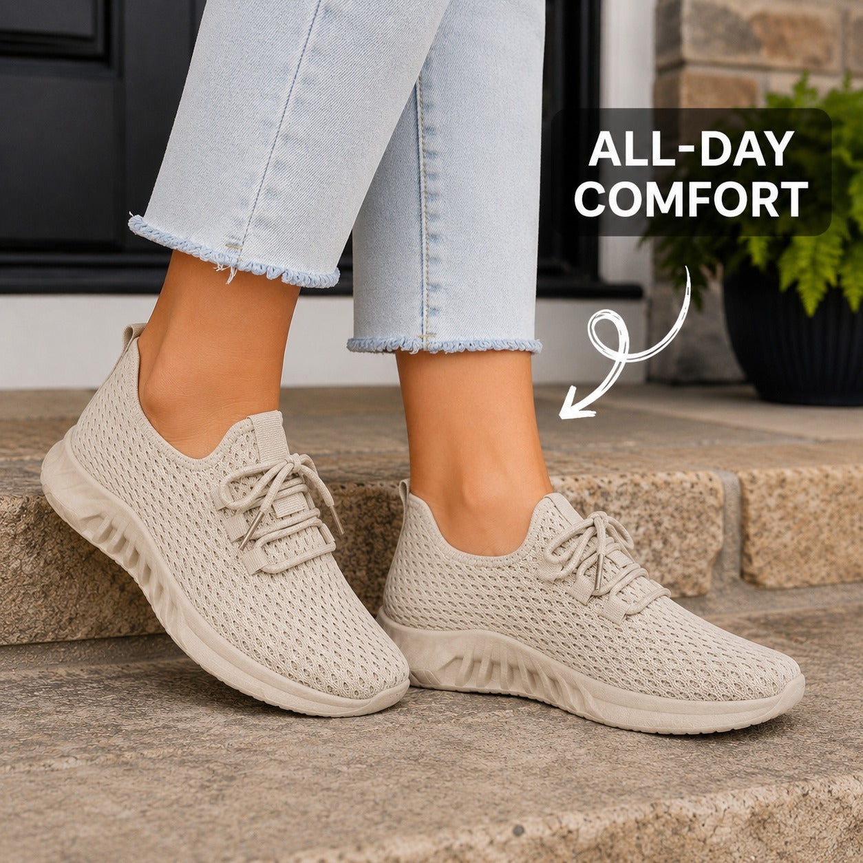 Bloom Comfortable Flat Shoes For Women Colour Beige All Day Comfort Lifestyle