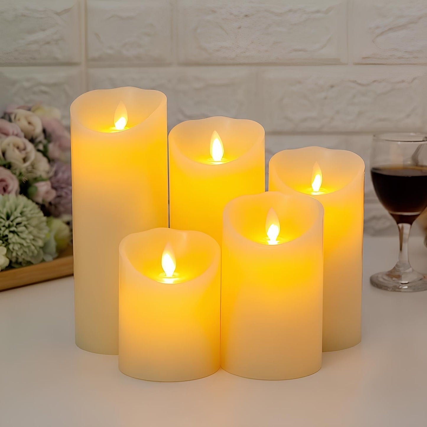 Flameless Block LED Candles - LED Set, Remote & Timer