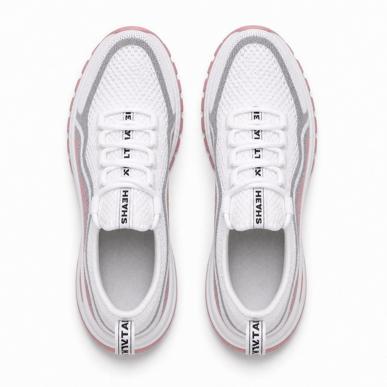 Cora Supportive Lace Up Walking Shoes For Women White Blush Pink Top Down Detail